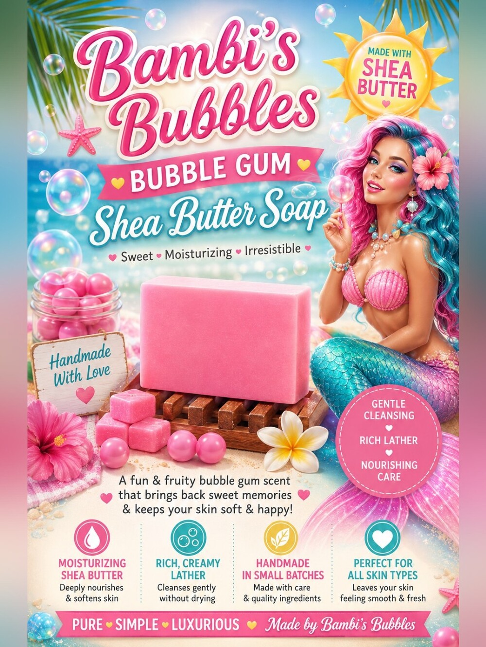 New! Hand Crafted Sugar Rush Collection 4oz Shea Butter Soap Assorted Scents - Picture 3 of 10